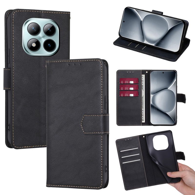 Leather Phone Case Flip Cover for Xiaomi Redmi Note 15 Pro+/Plus 15 Pro 15 [RFID Blocking] Magnetic PU Leather Stand Holder Shockproof Protection Case