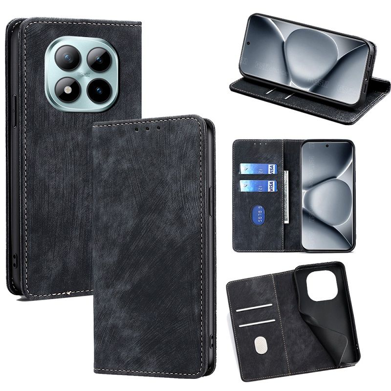 Leather Phone Case Flip Cover for Xiaomi Redmi Note 15 Pro 15 Pro+/Plus 15 [RFID Blocking] Magnetic PU Leather Stand Holder Shockproof Protection Case