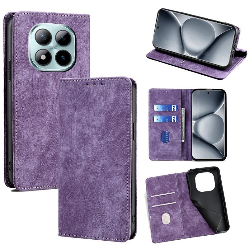 Leather Phone Case Flip Cover for Xiaomi Redmi Note 15 Pro 15 Pro+/Plus 15 [RFID Blocking] Magnetic PU Leather Stand Holder Shockproof Protection Case