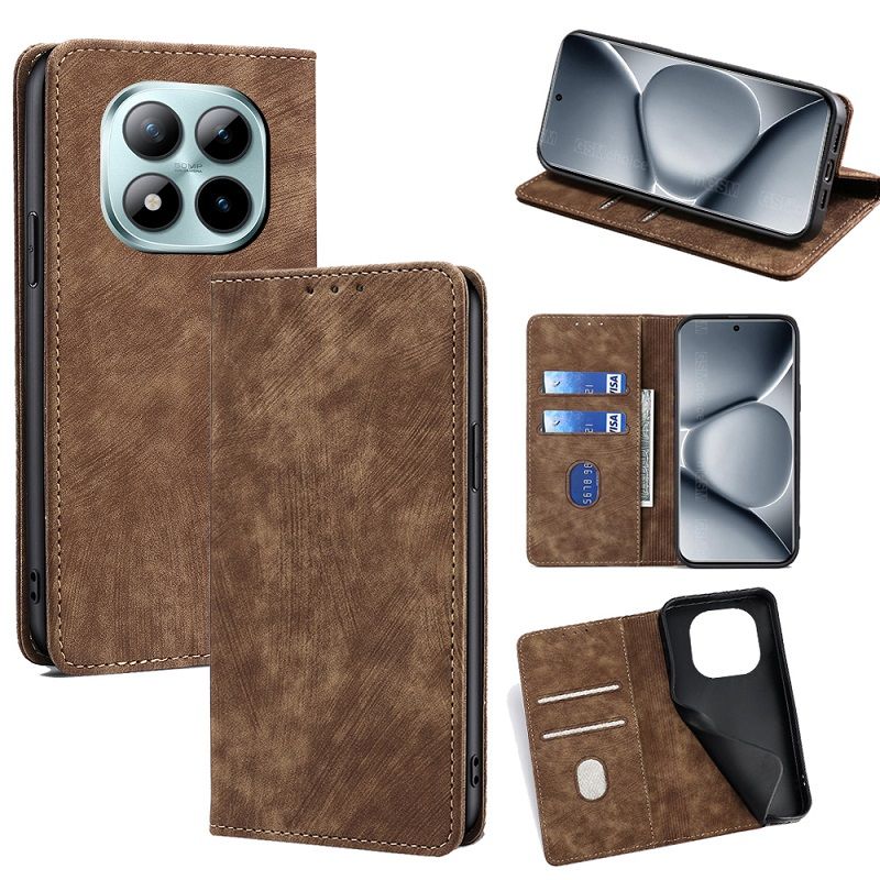 Leather Phone Case Flip Cover for Xiaomi Redmi Note 15 Pro 15 Pro+/Plus 15 [RFID Blocking] Magnetic PU Leather Stand Holder Shockproof Protection Case