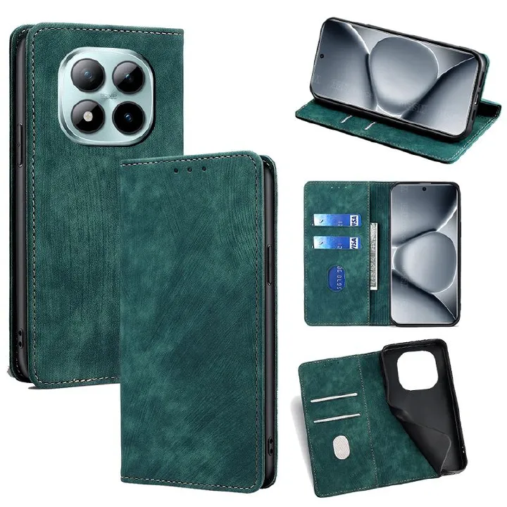 Leather Phone Case Flip Cover for Xiaomi Redmi Note 15 Pro 15 Pro+/Plus 15 [RFID Blocking] Magnetic PU Leather Stand Holder Shockproof Protection Case