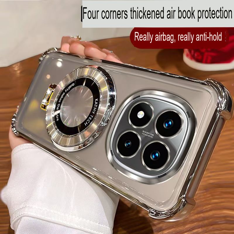 Transparent Soft Case Cover for Xiaomi Redmi Note 15 Pro 15 Pro Plus 15 (With Lens Film Phone Case) Magnetic Bracket Anti Drop Soft Phone Case