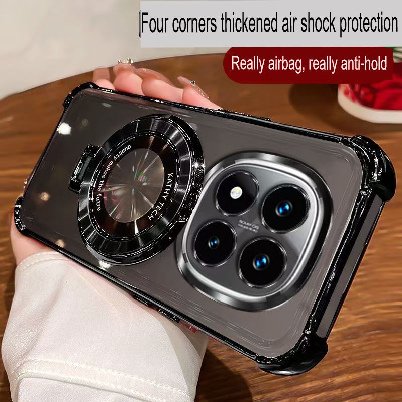 Transparent Soft Case Cover for Xiaomi Redmi Note 15 Pro 15 Pro Plus 15 (With Lens Film Phone Case) Magnetic Bracket Anti Drop Soft Phone Case