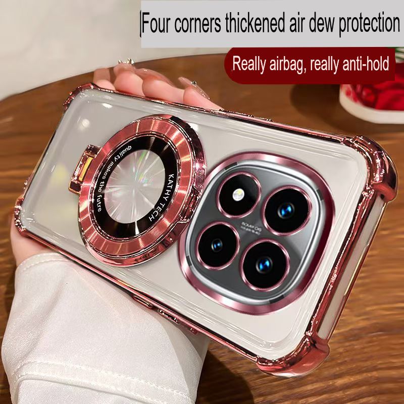 Transparent Soft Case Cover for Xiaomi Redmi Note 15 Pro 15 Pro Plus 15 (With Lens Film Phone Case) Magnetic Bracket Anti Drop Soft Phone Case