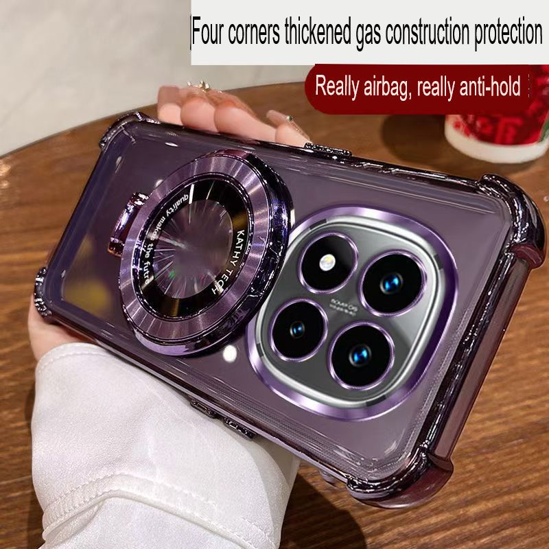 Transparent Soft Case Cover for Xiaomi Redmi Note 15 Pro 15 Pro Plus 15 (With Lens Film Phone Case) Magnetic Bracket Anti Drop Soft Phone Case