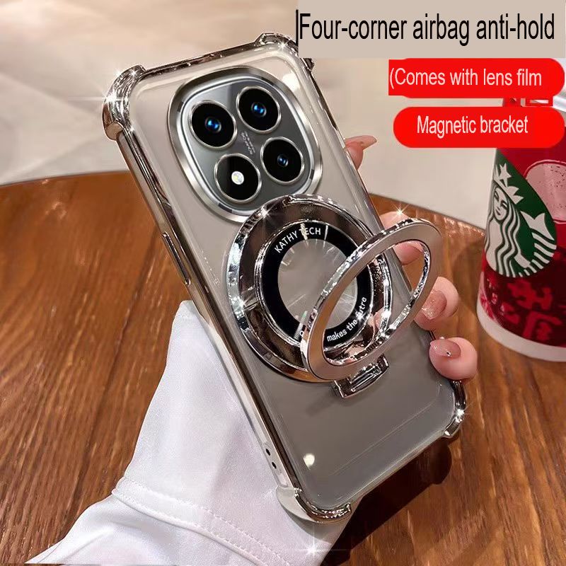 Transparent Soft Case Cover for Xiaomi Redmi Note 15 Pro 15 Pro Plus 15 (With Lens Film Phone Case) Magnetic Bracket Anti Drop Soft Phone Case