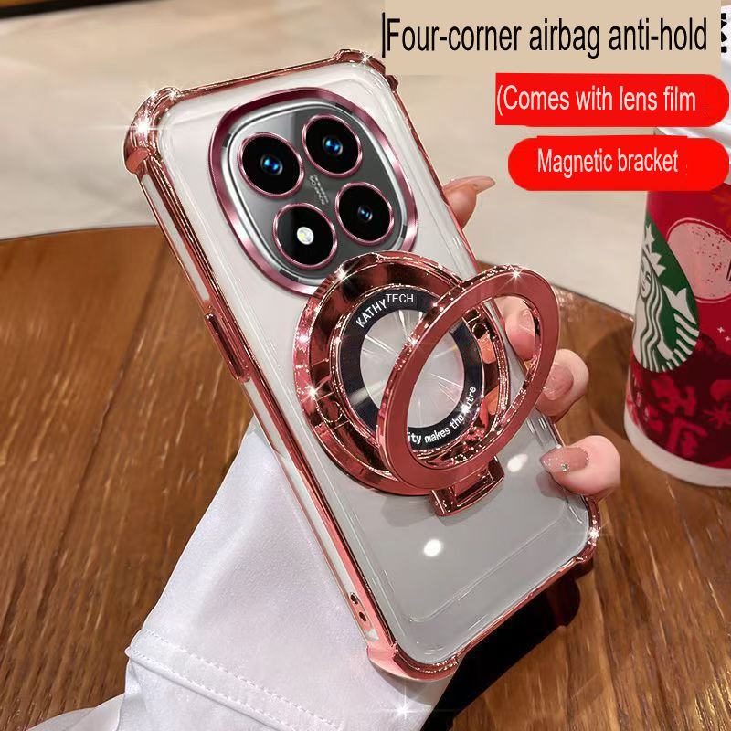 Transparent Soft Case Cover for Xiaomi Redmi Note 15 Pro 15 Pro Plus 15 (With Lens Film Phone Case) Magnetic Bracket Anti Drop Soft Phone Case