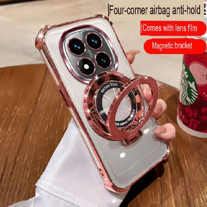 Transparent Soft Case Cover for Xiaomi Redmi Note 15 Pro 15 Pro Plus 15 (With Lens Film Phone Case) Magnetic Bracket Anti Drop Soft Phone Case