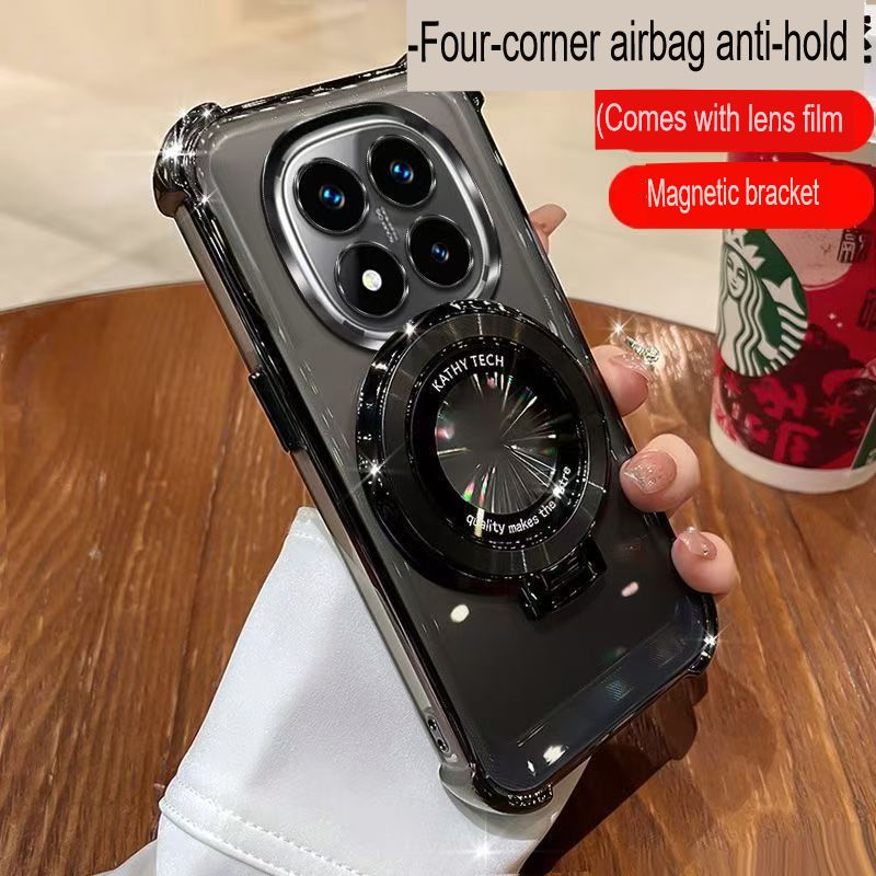 Transparent Soft Case Cover for Xiaomi Redmi Note 15 Pro 15 Pro Plus 15 (With Lens Film Phone Case) Magnetic Bracket Anti Drop Soft Phone Case