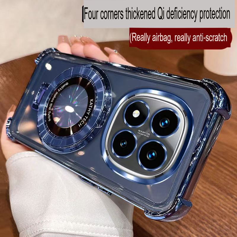 Transparent Soft Case Cover for Xiaomi Redmi Note 15 Pro 15 Pro Plus 15 (With Lens Film Phone Case) Magnetic Bracket Anti Drop Soft Phone Case