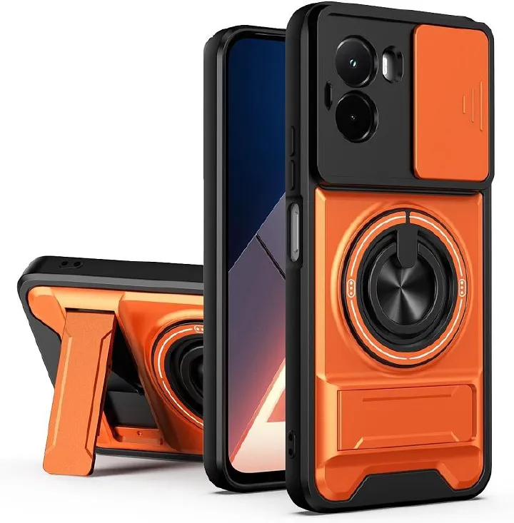 Luxury Slide Camera Lens Case Protective Cover for OPPO A6X Magnetic Kickstand Phone Case