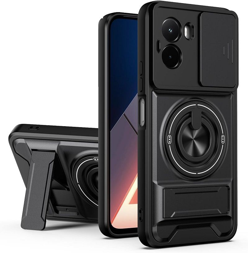 Luxury Slide Camera Lens Case Protective Cover for OPPO A6X Magnetic Kickstand Phone Case