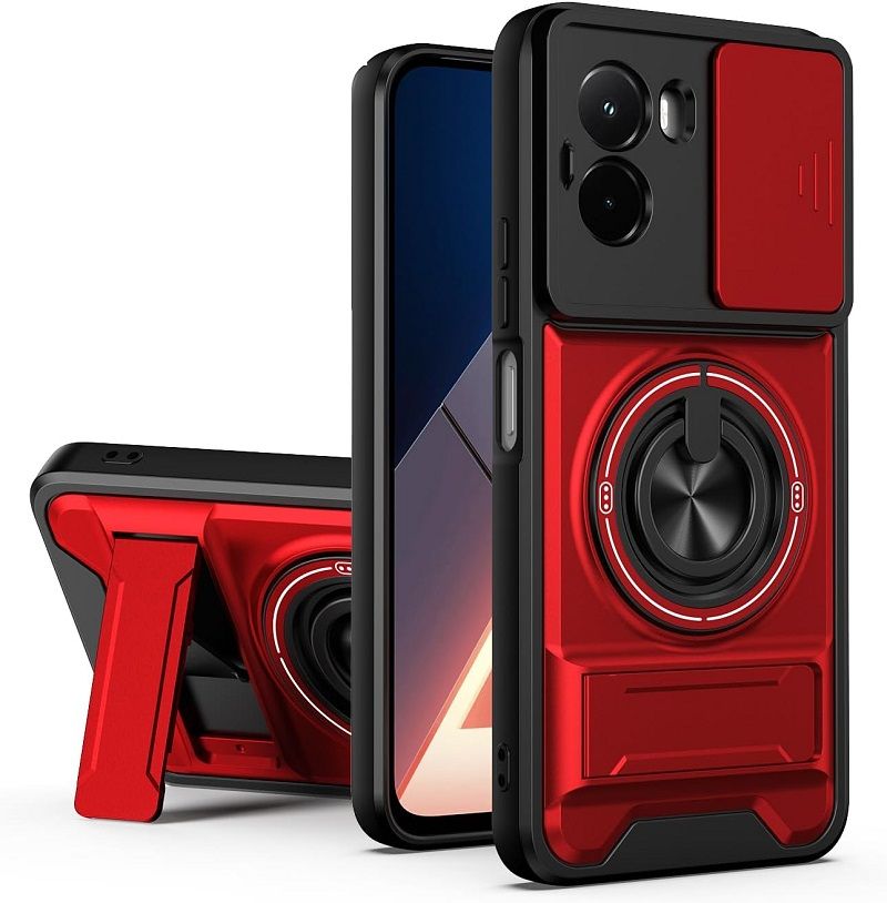 Luxury Slide Camera Lens Case Protective Cover for OPPO A6X Magnetic Kickstand Phone Case