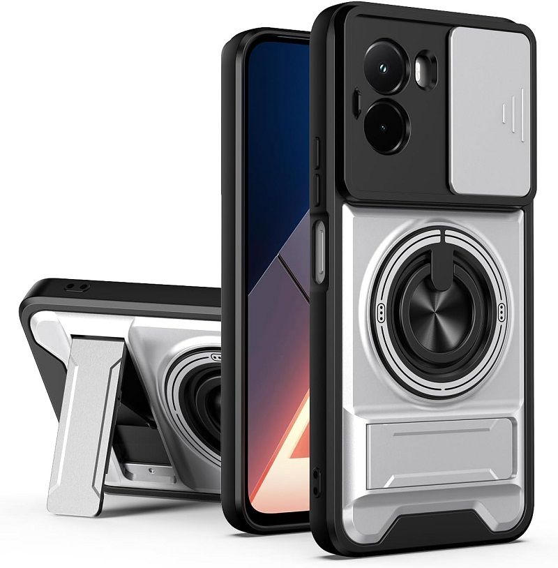 Luxury Slide Camera Lens Case Protective Cover for OPPO A6X Magnetic Kickstand Phone Case