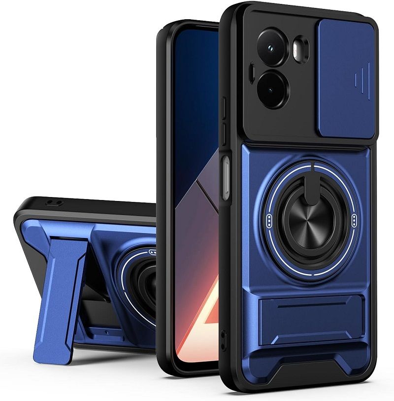 Luxury Slide Camera Lens Case Protective Cover for OPPO A6X Magnetic Kickstand Phone Case