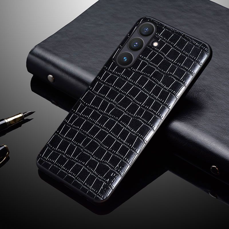 Leather Back Cover for Samsung Galaxy S25 FE, S25 Plus, S25 Fashion Crocodile Leather Anti Drop And Anti Slip Phone Case