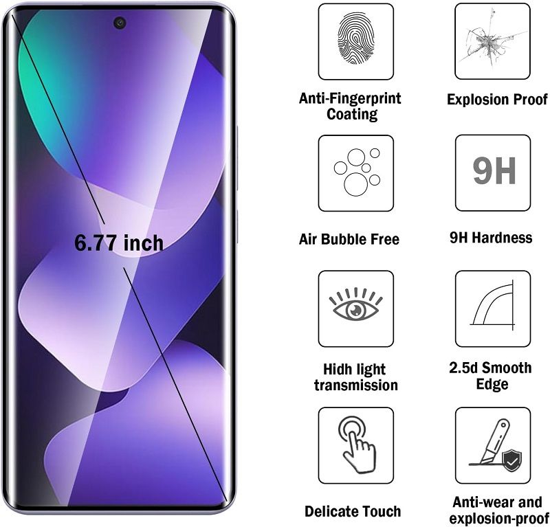 [2 Pack] 3D Screen Protector for Xiaomi Redmi Note 15 Pro 4G (6.77" inch) Note 15 4G (6.77" inch) 9H Tempered Glass Film,HD Clear Scratch Resistant,Bubble-Free