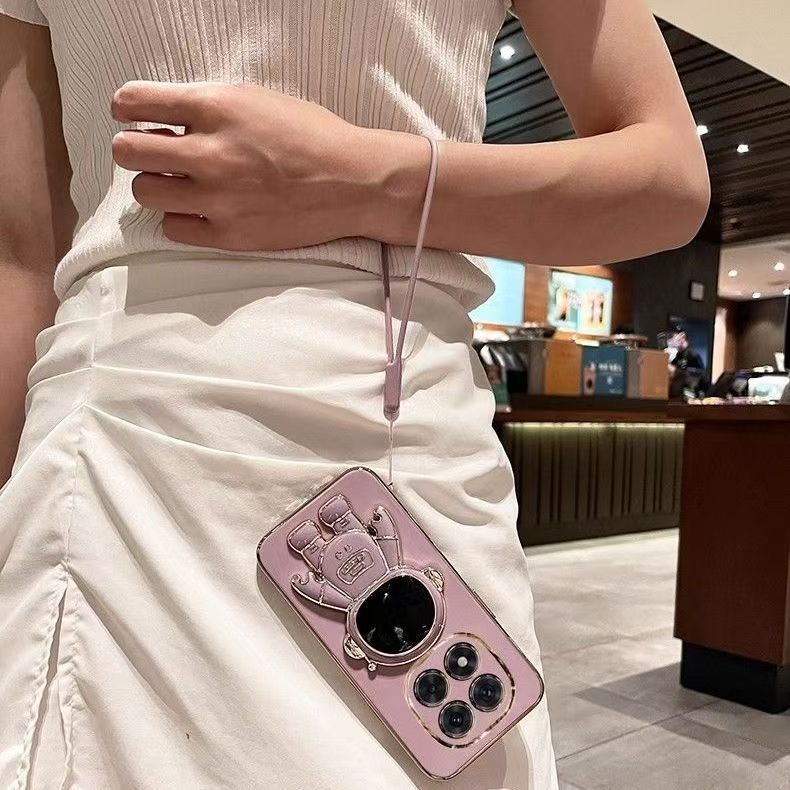 Phone Case for Xiaomi Redmi Note 15 Pro 15 Pro Max 15 Electroplated Astronaut Bracket Anti-Drop Protective Case