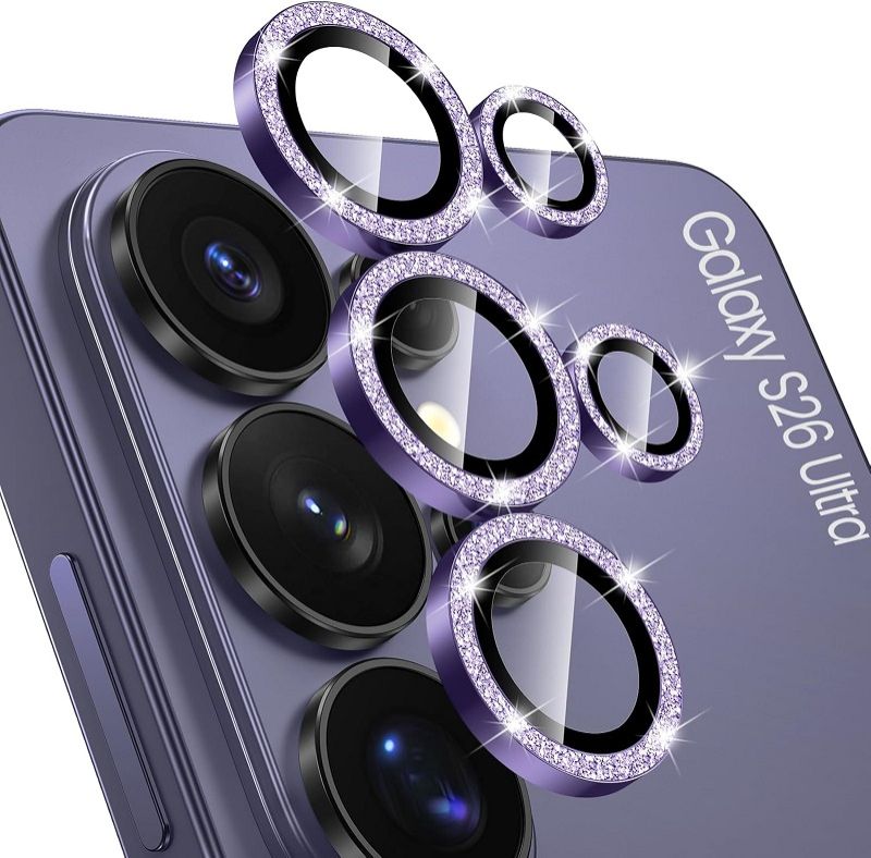 Compatible with Samsung Galaxy S26 Ultra Camera Lens Protector, 9H Tempered Glass Camera Cover Screen Protector Metal Individual Ring [Installation Tray][Case Friendly]