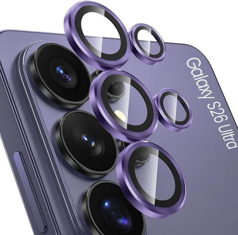 Compatible with Samsung Galaxy S26 Ultra Camera Lens Protector, 9H Tempered Glass Camera Cover Screen Protector Metal Individual Ring [Installation Tray][Case Friendly]