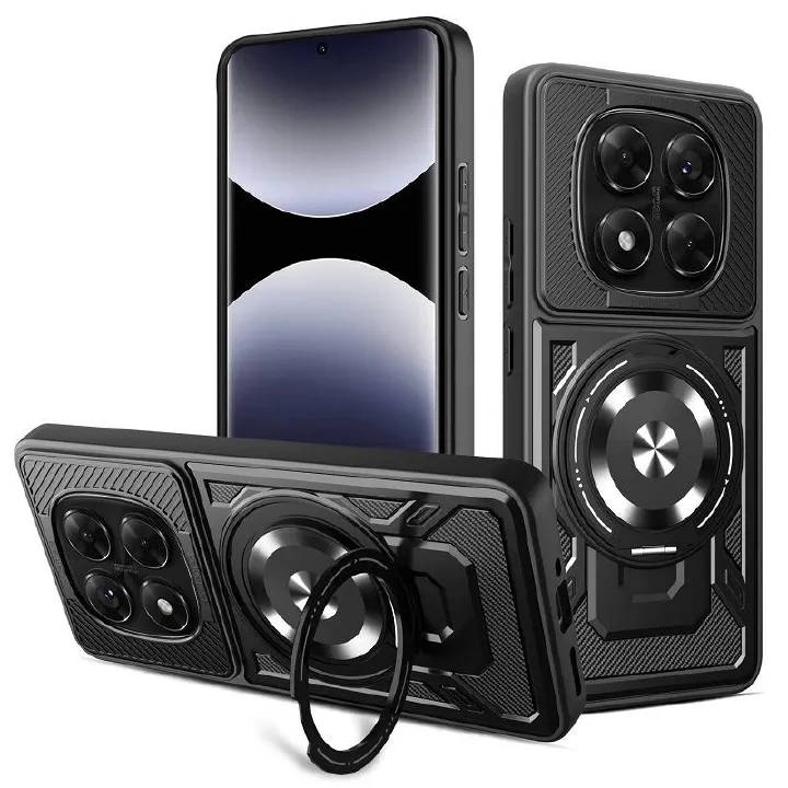 Phone Case Xiaomi Redmi Note 15 Pro 15 Pro Plus 14s 14 Pro 13 Pro Plus 13 Compatible with MagSafe,360 Degree Rotating Magnetic Stand Anti-Drop Case Cover