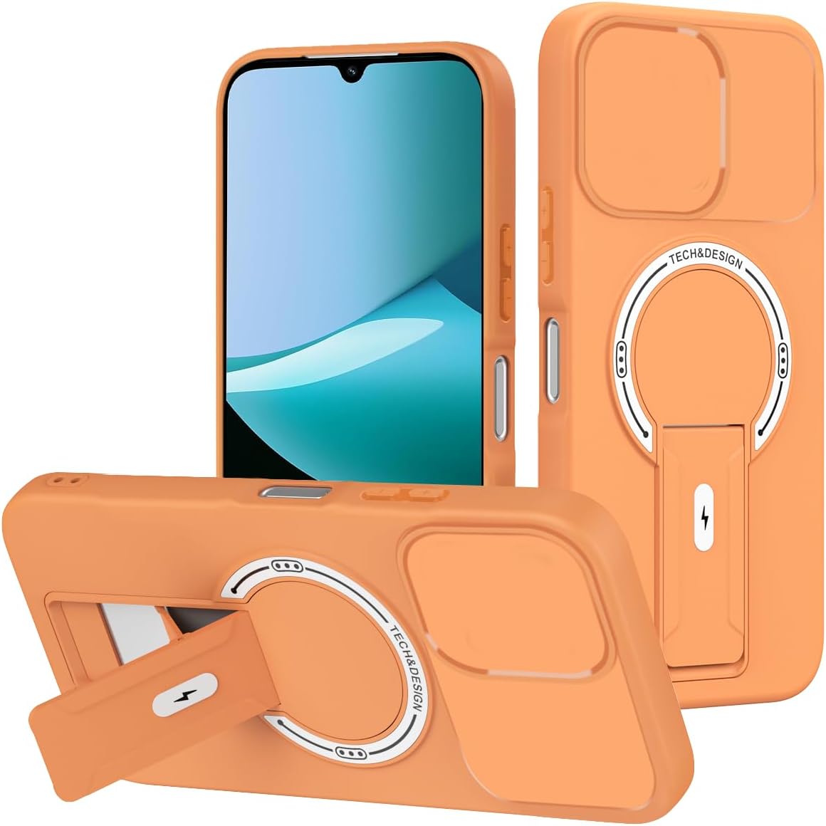 Phone Case for OPPO A6 Pro A6X A5X A5 Pro A3X Luxury Anti-Drop Stand Case TPU Phone Grip Wireless Charging Skin-Friendly Mobile Phone Cover