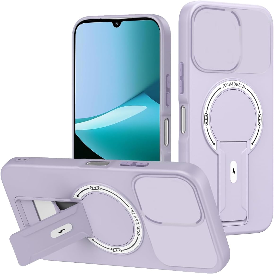 Phone Case for OPPO A6 Pro A6X A5X A5 Pro A3X Luxury Anti-Drop Stand Case TPU Phone Grip Wireless Charging Skin-Friendly Mobile Phone Cover