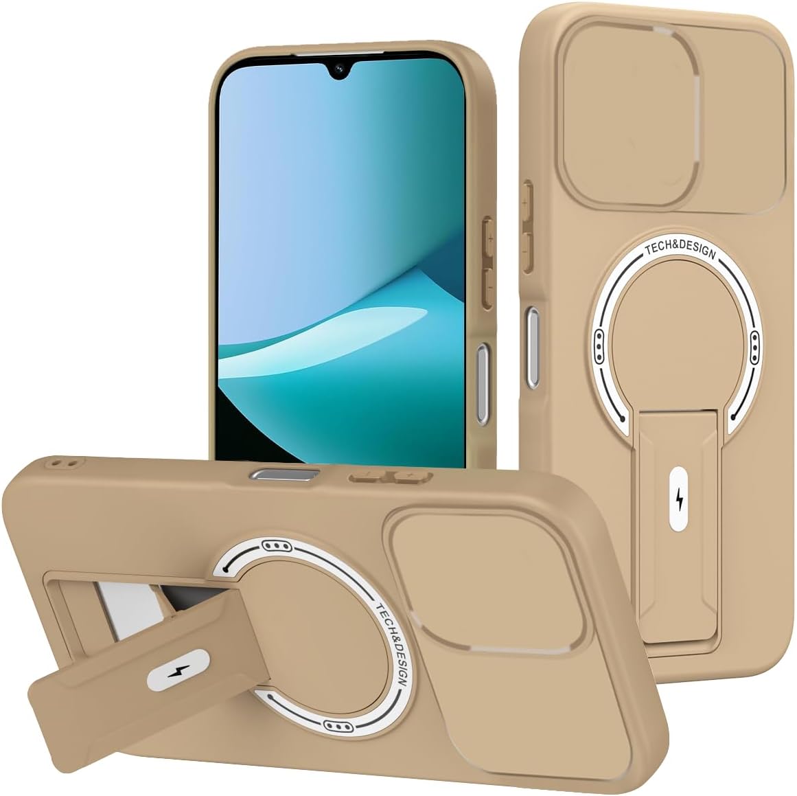 Phone Case for OPPO A6 Pro A6X A5X A5 Pro A3X Luxury Anti-Drop Stand Case TPU Phone Grip Wireless Charging Skin-Friendly Mobile Phone Cover