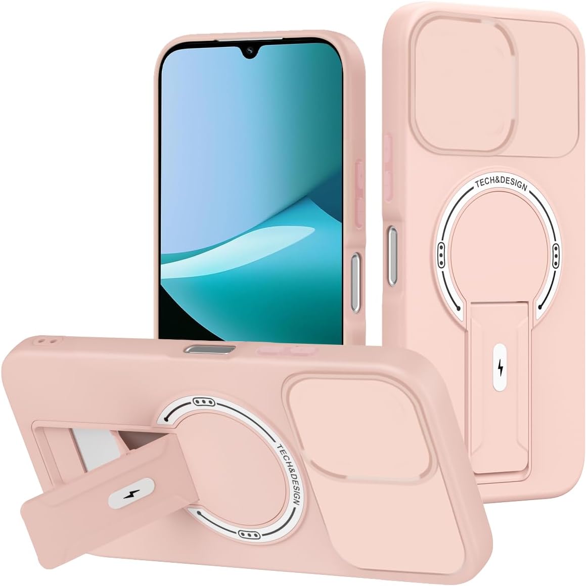 Phone Case for OPPO A6 Pro A6X A5X A5 Pro A3X Luxury Anti-Drop Stand Case TPU Phone Grip Wireless Charging Skin-Friendly Mobile Phone Cover