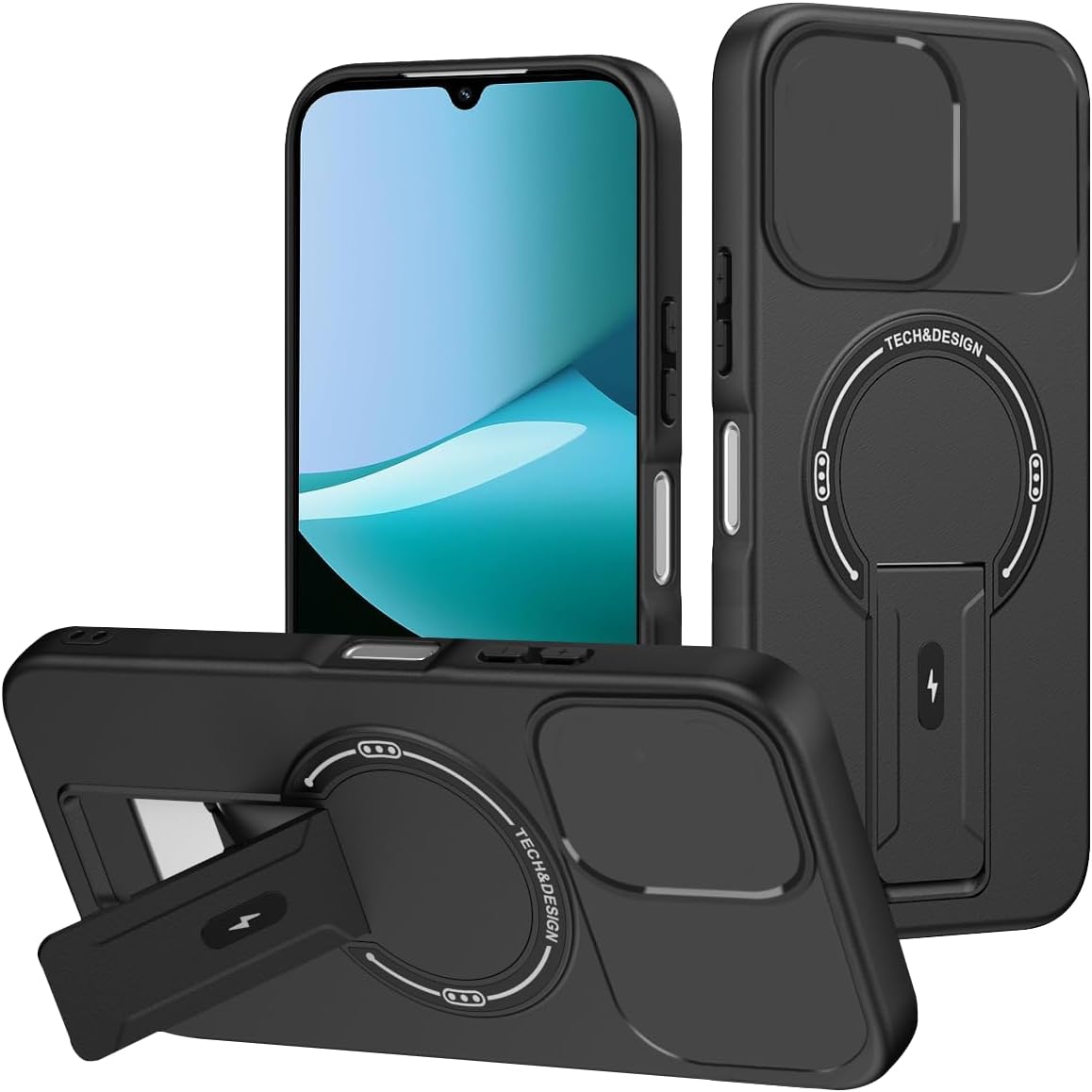 Phone Case for OPPO A6 Pro A6X A5X A5 Pro A3X Luxury Anti-Drop Stand Case TPU Phone Grip Wireless Charging Skin-Friendly Mobile Phone Cover