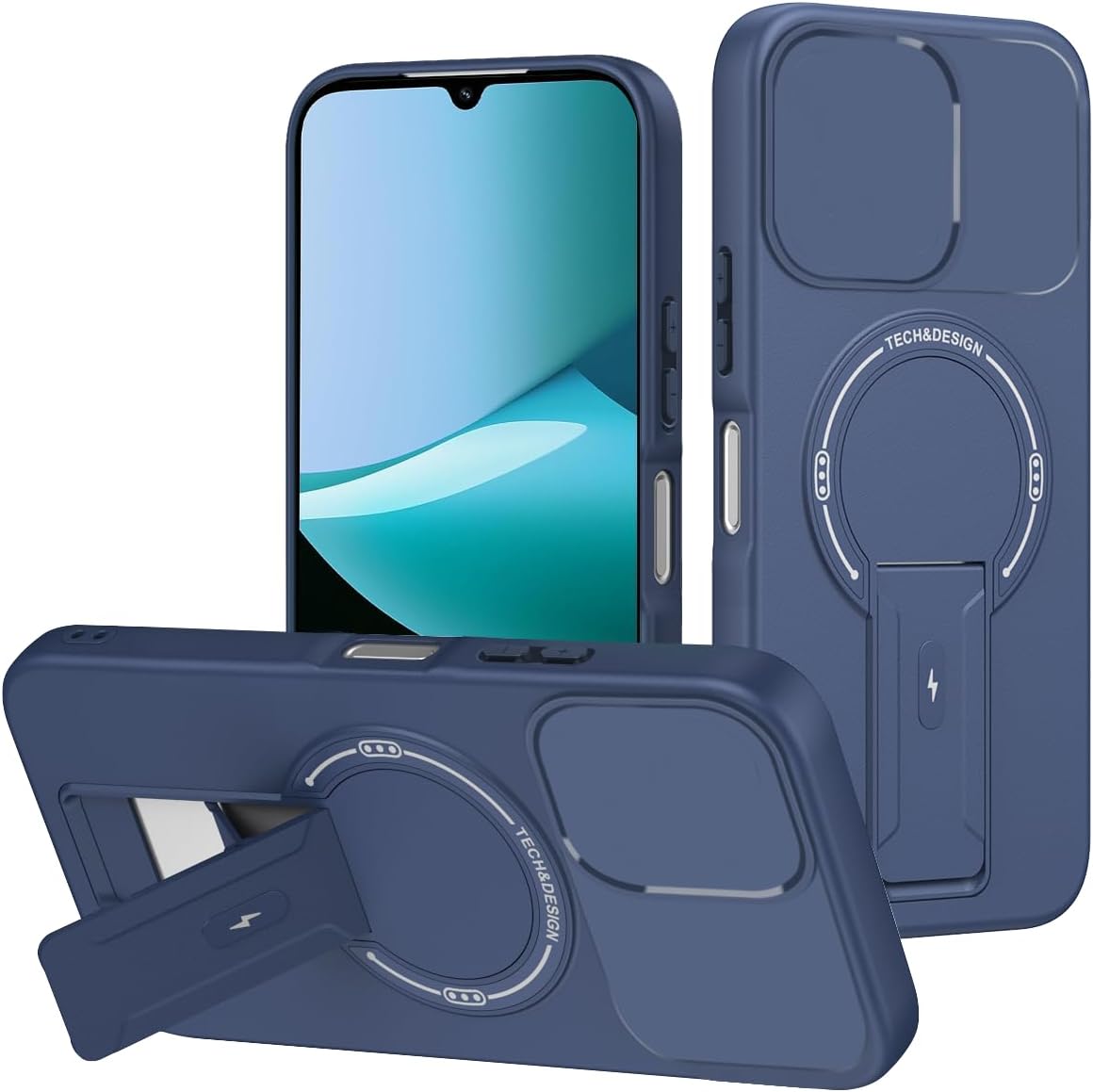 Phone Case for OPPO A6 Pro A6X A5X A5 Pro A3X Luxury Anti-Drop Stand Case TPU Phone Grip Wireless Charging Skin-Friendly Mobile Phone Cover