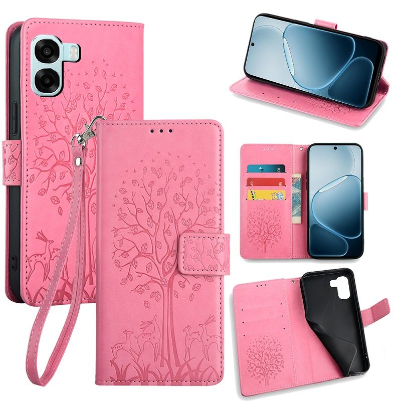 Wallet Leather Cover for OPPO A6X Case Card Slots Magnetic Closure Shockproof Cover with Hand Strap