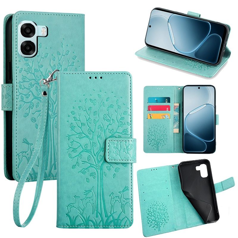 Wallet Leather Cover for OPPO A6X Case Card Slots Magnetic Closure Shockproof Cover with Hand Strap