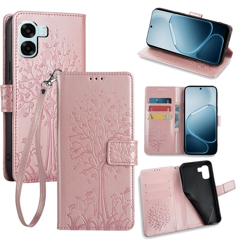 Wallet Leather Cover for OPPO A6X Case Card Slots Magnetic Closure Shockproof Cover with Hand Strap