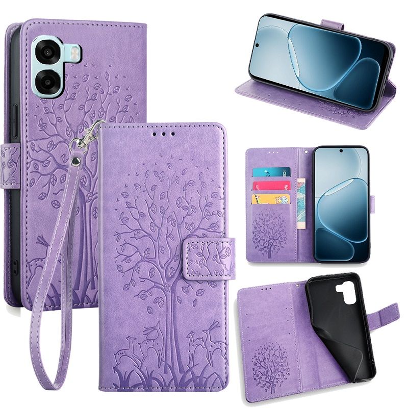 Wallet Leather Cover for OPPO A6X Case Card Slots Magnetic Closure Shockproof Cover with Hand Strap