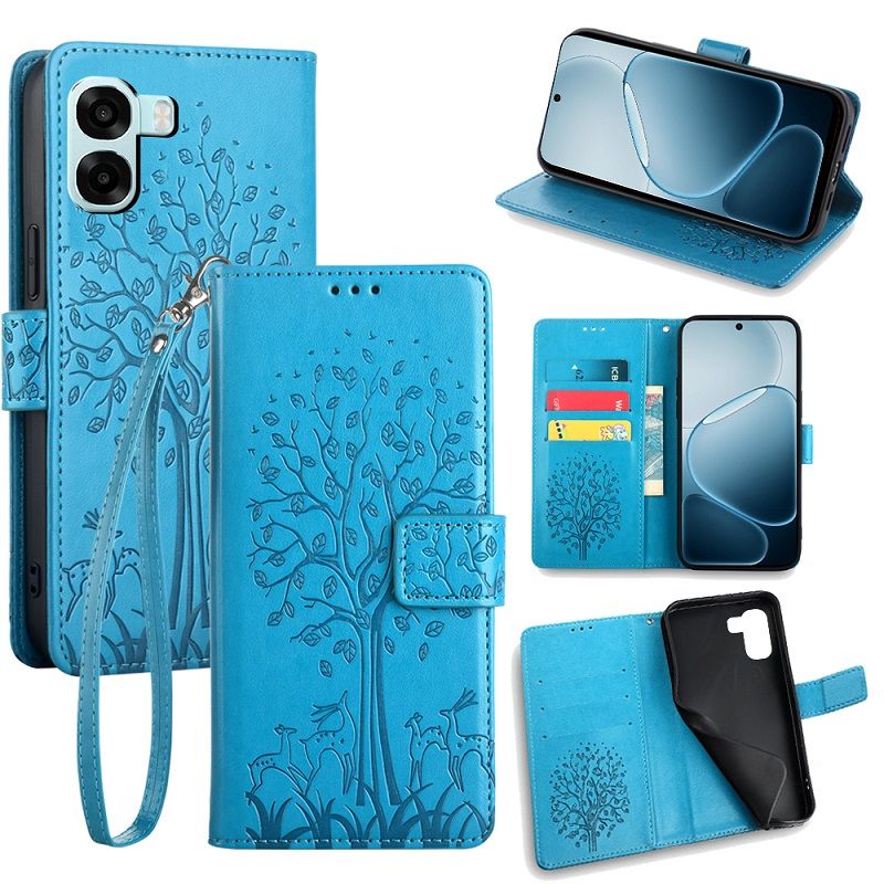 Wallet Leather Cover for OPPO A6X Case Card Slots Magnetic Closure Shockproof Cover with Hand Strap