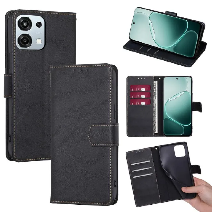 Leather Flip Cover Case for OPPO A6 Pro [Flip Vintage Leather] Wallet Shockproof Durable Retro Phone Case