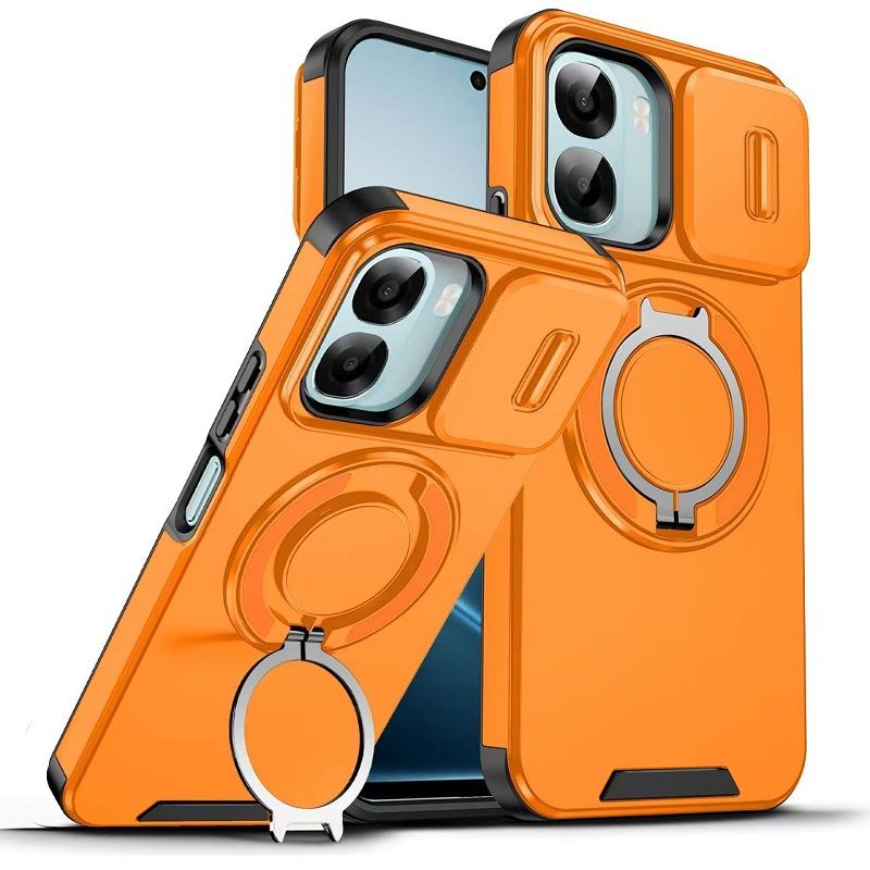 Slide Camera Lens Protective Cover Case for OPPO A6X 4G Magnetic 360 Kickstand Phone Case