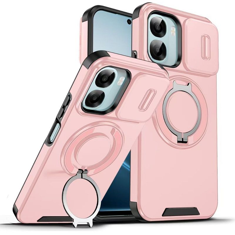 Slide Camera Lens Protective Cover Case for OPPO A6X 4G Magnetic 360 Kickstand Phone Case