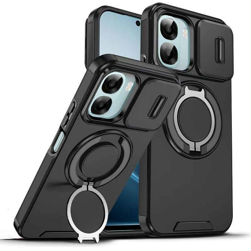Slide Camera Lens Protective Cover Case for OPPO A6X 4G Magnetic 360 Kickstand Phone Case