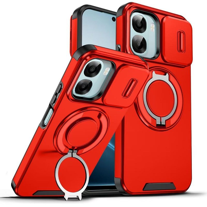 Slide Camera Lens Protective Cover Case for OPPO A6X 4G Magnetic 360 Kickstand Phone Case