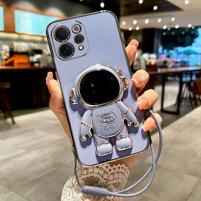 Phone Case for Vivo V70 5G Electroplated Astronaut Bracket Anti-Drop Protective Case