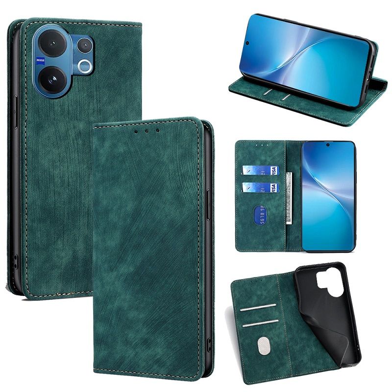 Leather Flip Cover Case for Vivo V60 5G [Flip Vintage Leather] Wallet Shockproof Durable Retro Phone Case