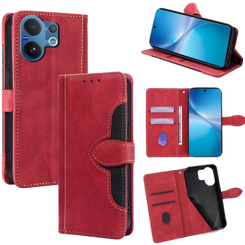 Leather Flip Cover Case for Vivo V60 5G [Flip Vintage Leather] Wallet Shockproof Durable Retro Phone Case