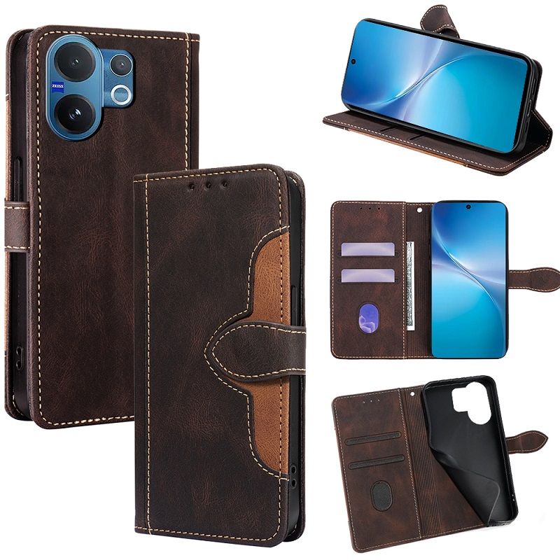 Leather Flip Cover Case for Vivo V60 5G [Flip Vintage Leather] Wallet Shockproof Durable Retro Phone Case