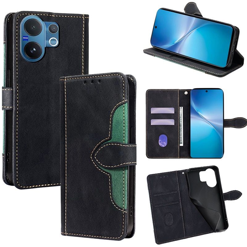 Leather Flip Cover Case for Vivo V60 5G [Flip Vintage Leather] Wallet Shockproof Durable Retro Phone Case