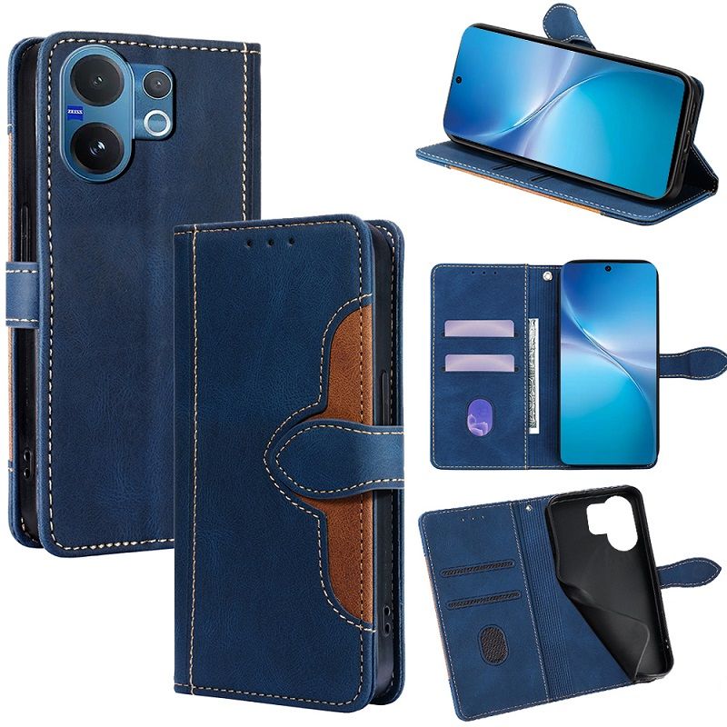 Leather Flip Cover Case for Vivo V60 5G [Flip Vintage Leather] Wallet Shockproof Durable Retro Phone Case