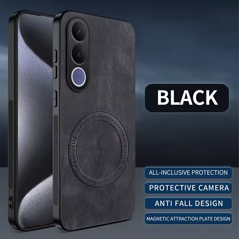 Luxury Business Phone Case for Vivo V70 FE V70 V60 Lite V50 Lite V40 Lite V40 V30 Pro Magnetic Sheepskin Leather All-inclusive Back Cover