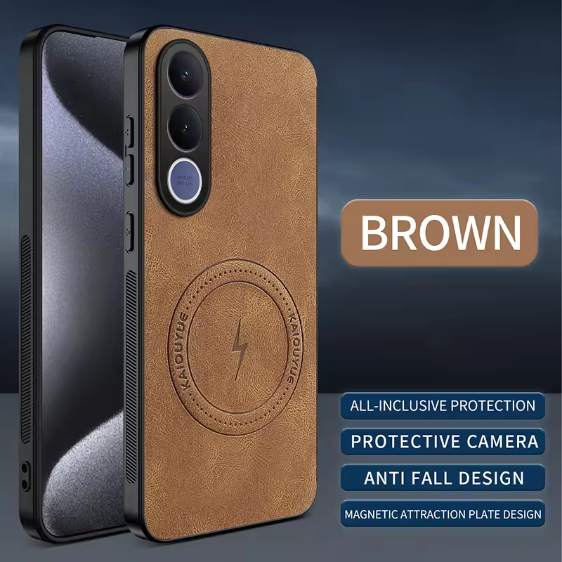 Luxury Business Phone Case for Vivo V70 FE V70 V60 Lite V50 Lite V40 Lite V40 V30 Pro Magnetic Sheepskin Leather All-inclusive Back Cover