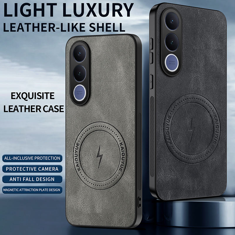 Luxury Business Phone Case for Vivo V70 FE V70 V60 Lite V50 Lite V40 Lite V40 V30 Pro Magnetic Sheepskin Leather All-inclusive Back Cover
